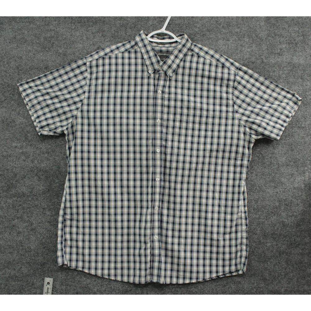 Eddie Bauer‎ Shirt Men's 2XL Short Sleeve Blue Check Pattern